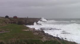 Storm Jonas hits cliff near Cave Hole at Portland Bill