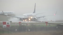 Ryanair flight makes a splash as it lands in Leeds amid Storm Gertrude