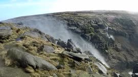Storm Gertrude causes backwards waterfall