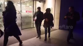 Hayley Tamaddon leaves Radio 1 studios with Joe Tracini