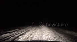 Roads rendered impassable following heavy snow storm in South Dakota, USA