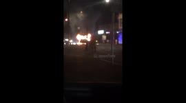 Lorry blazes on London street
