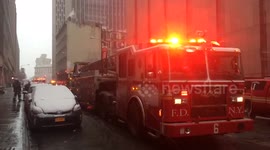 Emergency response vehicles and personnel along Church at in Manhattan, NY. Taken around 8:50 am