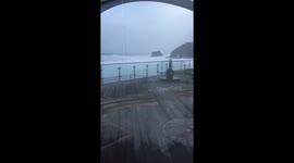 EXTREME WEATHER Storm Imogen batters Portreath in Cornwall 8th February 2016