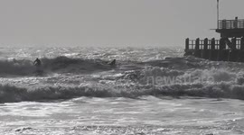 Storm Imogen Bournemouth beach 11.30am 8 February 2016