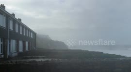 Storm imogen battering Sennen cove