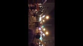demolition, destruction of trade pavilions in Moscow at night