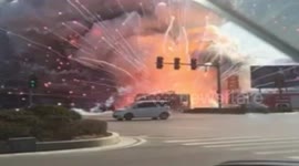 Firework stall is on fire causing explosion in China