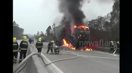30 tonnes of pears 'cooked' in lorry fire
