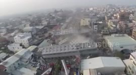17-storey building collapses onto the ground in Tainan earthquake