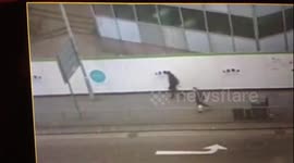 Man walks into lamp post