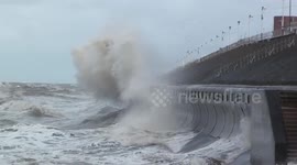 Storm Imogen waves batter Blackpool promenade