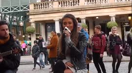 Megan McKenna performs in Covent Garden Market