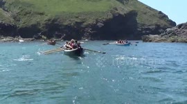 A brief clip of the Gigs leaving   Boscastle Harbour on the last race  at the Regatta this weekend, a fantastic day, ladies and mens teams came from all over cornwall to compete