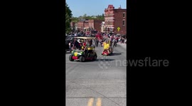 Memorial Day Parade Starting Off in Middlebury, Vermont, USA
