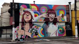 Mural in honor of Rita Lee, iconic Brazilian rocker, Sao Paulo, Brazil