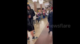 Residents take shelter in tube stations in Kyiv, Ukraine