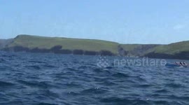 Gig racing at Boscastle but turning around a buoy , who goes first?  It can get a bit tight some times!