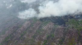 Forest fires in Pesisir Selatan District, West Sumatra Province, Indonesia, on may 26, 2023.
