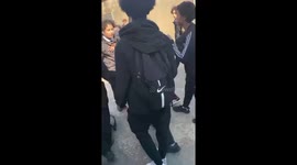 Boy has a fight with 4 different other school boys as his school watches a few get knocked out while kid stays strong