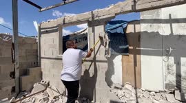 Palestinian man self-demolishes his house after being forced by Israeli authorities to knock it down
