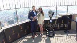 Indy 500 Winner Josef Newgarden visits the Empire State Building in New York, USA