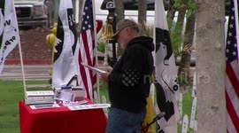 Veterans for Peace create the “Hometown Arlington West Memorial” in San Diego, CA, USA