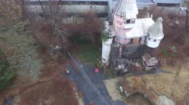 EERIE images and video footage have revealed the abandoned remains of a creepy ‘gingerbread’ castle that wouldn’t look out of place in a fairytale by the Brothers Grimm.