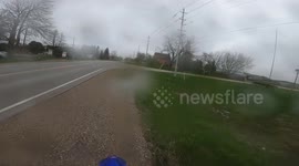 riding dirt bike cop pulls beside and lights up