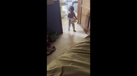 Baby Tries to Bring Mom Breakfast in Bed
