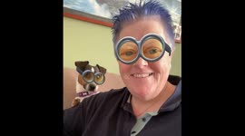 Making a Snapchat ‘happy birthday’ video when dog jumped up and Snapchat captured dog in filter
