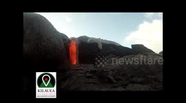INCREDIBLE images and video footage have captured the moment a GoPro burst into flames after being hit by molten lava but somehow survived.