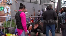Asylum seekers line up at San Ysidro port of entry in Tijuana, Mexico