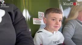 Little boy rides Toy Soldiers Parachute Drop in Disneyland Paris for the first time