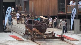 Boat made out of CHOCOLATE sets sail from Spain's San Sebastian