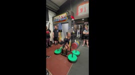 45 year old woman training for their first Strongman competition at Commando Temple Gym in South London