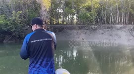 Cranky Croc Wants Fisherman's Fish