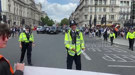 Furious motorist argues with police over Just Stop Oil protesters