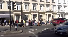 Migrants protest over 'four in a room' accommodation outside Comfort Inn Pimlico in Westminster