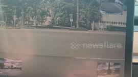 New Motorcycle Rider Stumbles Off Bike After Failed Merge