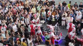 Nuit Blanche (White Night) . Rockband  along the Seine River. Paris, France. 3 june 2023.