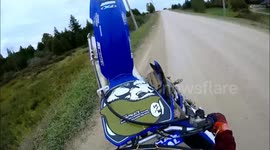 Dirt bike fail then bike runs over riders foot