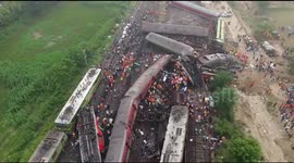 Drone footage reveals devastating extent of Odisha triple train collision