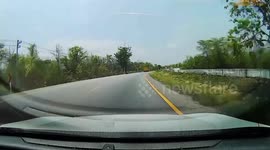 Bungling driver almost causes collision travelling in wrong lane