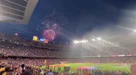 Fireworks After The Last Match at The Camp Nou Before The Renovation, Spain