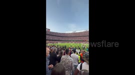 Fans Sing at FC Barcelona's Last Match at Camp Nou in Barcelona, Spain