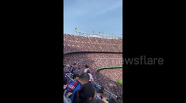 Camp Nou Stadium in Barcelona, Spain Full of People During The Last Match Before Reconstruction