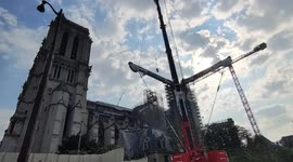 Fire of the Notre-Dame of Paris: Huge cranes in operation for the reconstruction of the cathedral. Paris. France, 6 june 2023