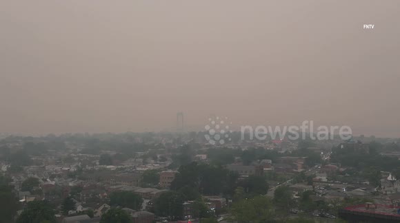 NYC sky in Heavy HAZE from Canadian Wildfires