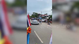 Creative local transforms electric bike into homemade 'spaceship' for rocket festival in Thailand